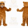 Brown Cougar Mascot Costume with Custom Logo