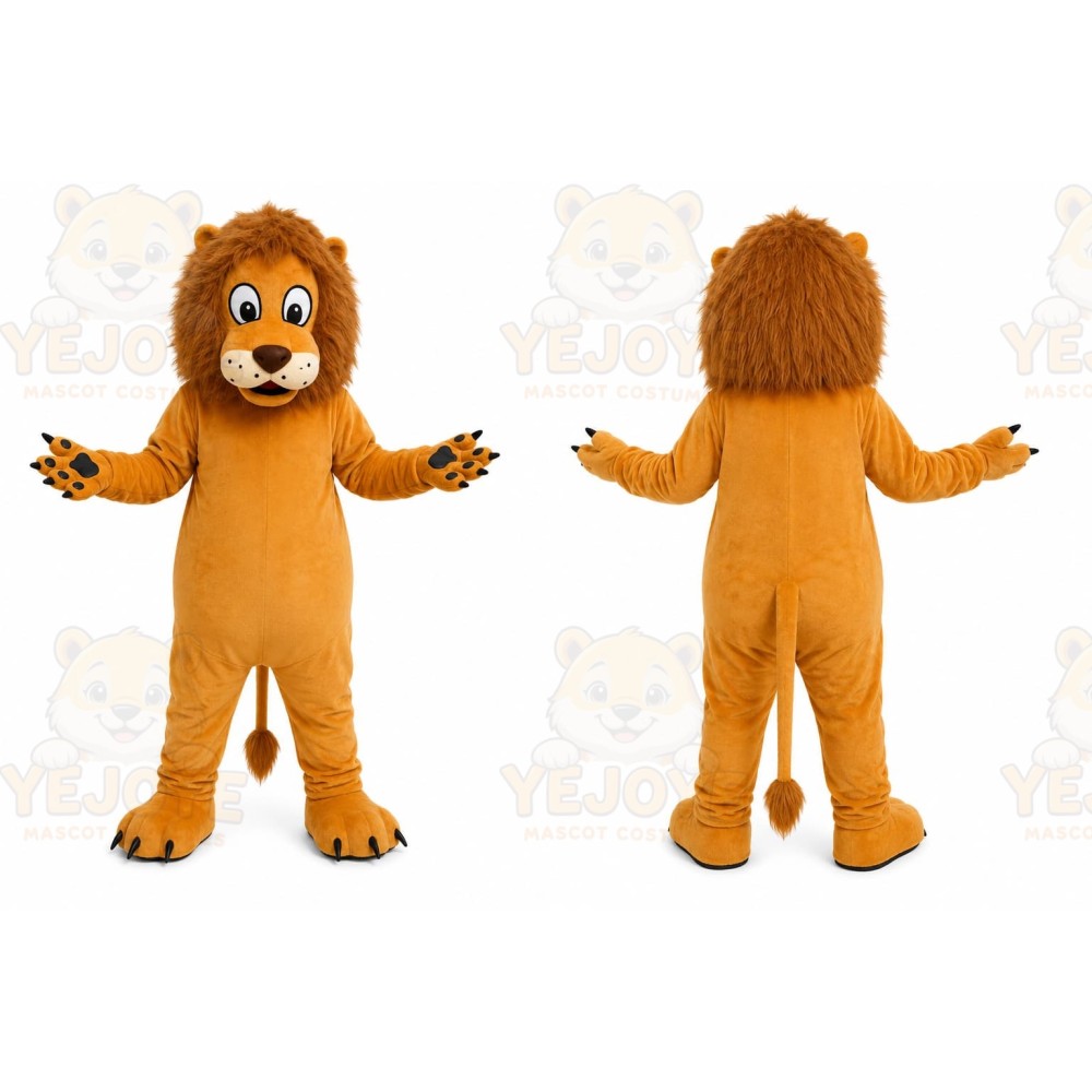 Orange Lion Mascot Costume with Custom Logo