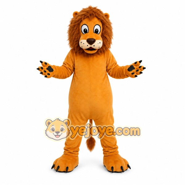 Orange Lion Mascot Costume with Custom Logo