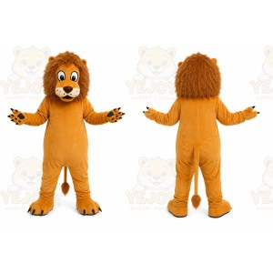 Orange Lion Mascot Costume with Custom Logo