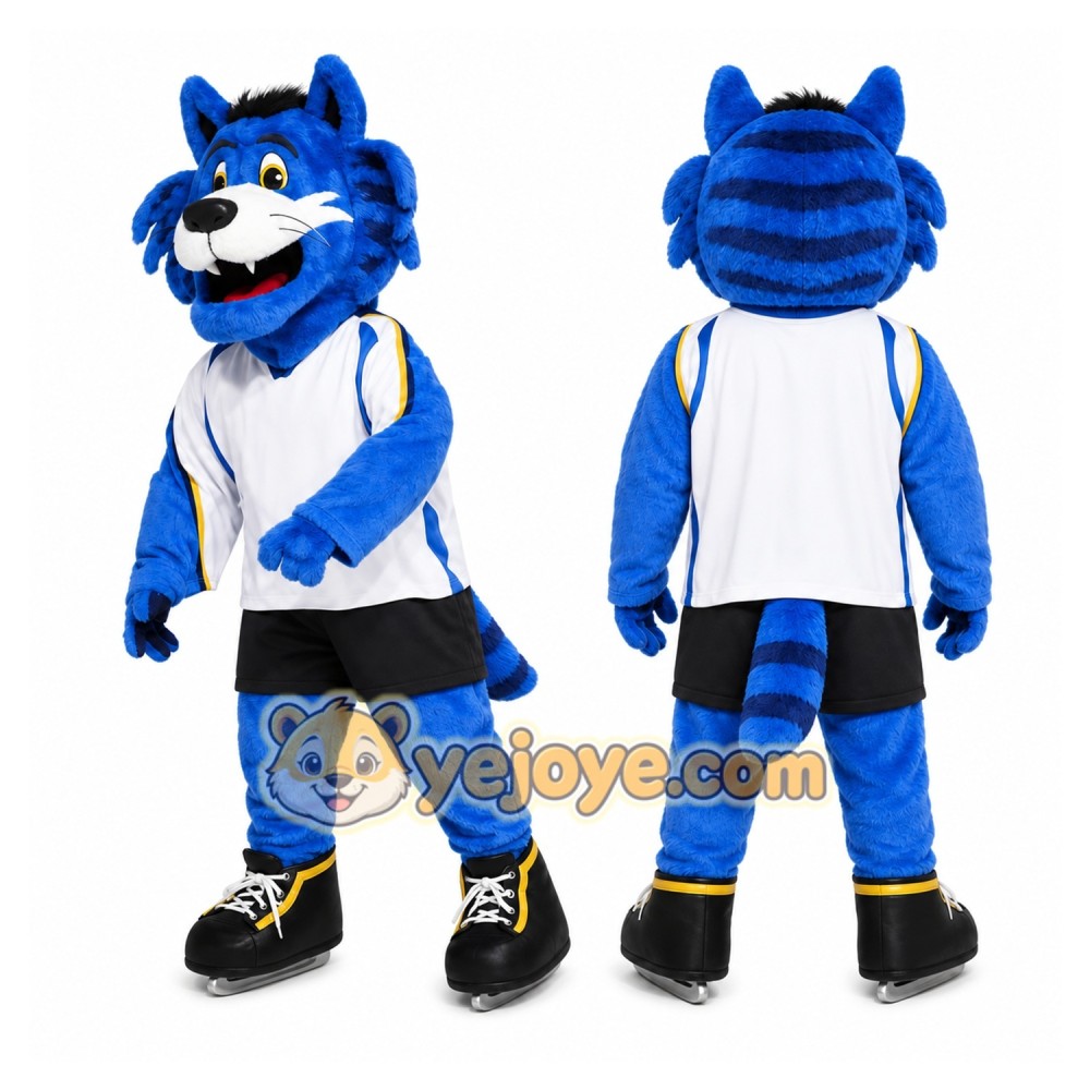 Blue Cat Mascot Costume with Custom Logo Blue Cat Mascot Costume with Custom Logo