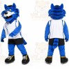 Blue Cat Mascot Costume with Custom Logo