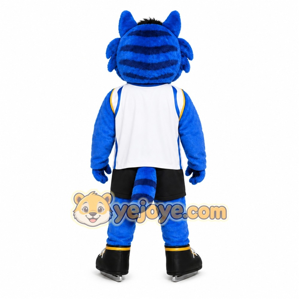 Blue Cat Mascot Costume with Custom Logo Blue Cat Mascot Costume with Custom Logo