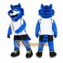 Blue Cat Mascot Costume with Custom Logo