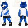 Blue Cat Mascot Costume with Custom Logo