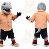 Gray Shark Mascot Costume with Custom Logo