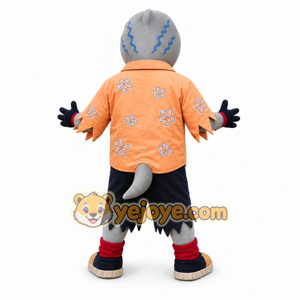 Gray Shark Mascot Costume with Custom Logo Gray Shark Mascot Costume with Custom Logo