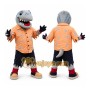 Gray Shark Mascot Costume with Custom Logo