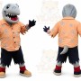 Gray Shark Mascot Costume with Custom Logo