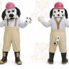 White Dog Mascot Costume with Custom Logo