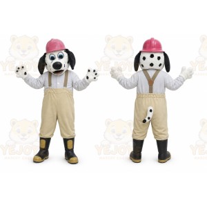 White Dog Mascot Costume with Custom Logo