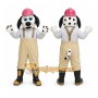 White Dog Mascot Costume with Custom Logo