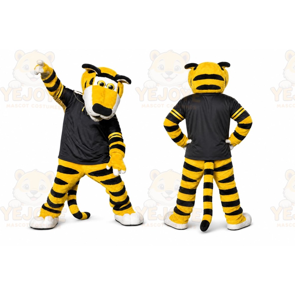 Yellow Tiger Mascot Costume with Custom Logo