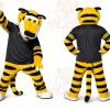Yellow Tiger Mascot Costume with Custom Logo