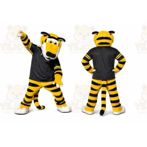 Yellow Tiger Mascot Costume with Custom Logo