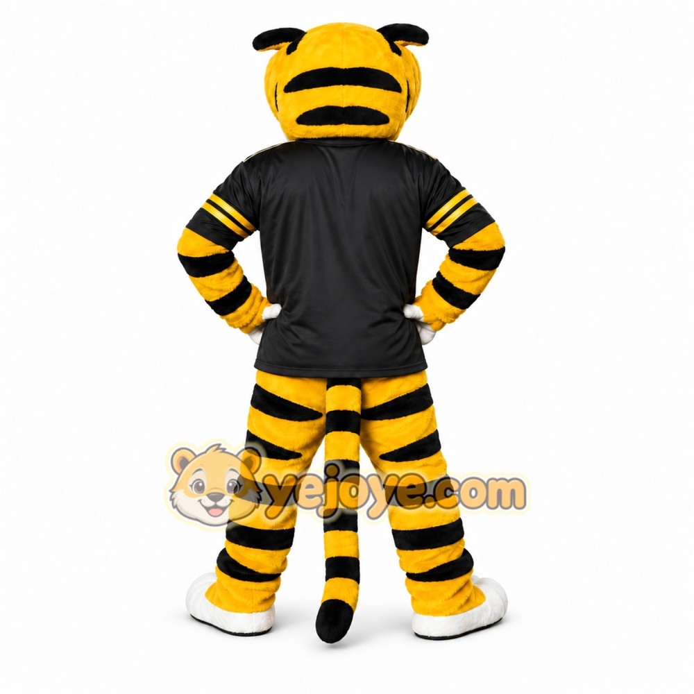 Yellow Tiger Mascot Costume with Custom Logo