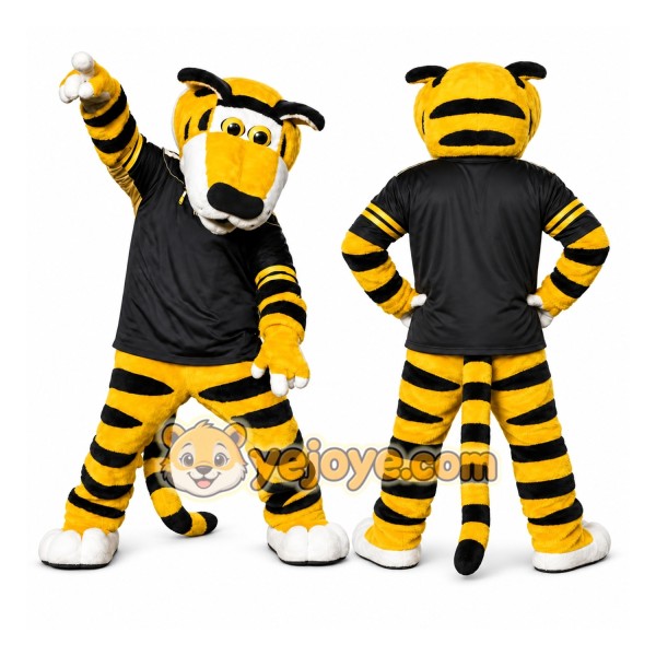 Yellow Tiger Mascot Costume with Custom Logo