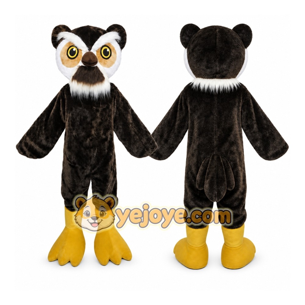 Black Owl Mascot Costume with Custom Logo Black Owl Mascot Costume with Custom Logo