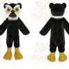 Black Owl Mascot Costume with Custom Logo