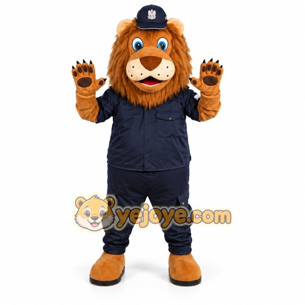Orange Lion Mascot Costume with Custom Logo