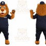 Orange Lion Mascot Costume with Custom Logo