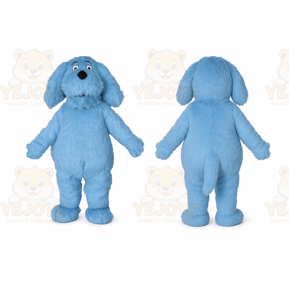Blue Dog Mascot Costume with Custom Logo