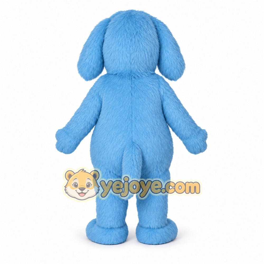 Blue Dog Mascot Costume with Custom Logo