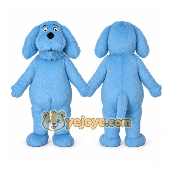 Blue Dog Mascot Costume with Custom Logo