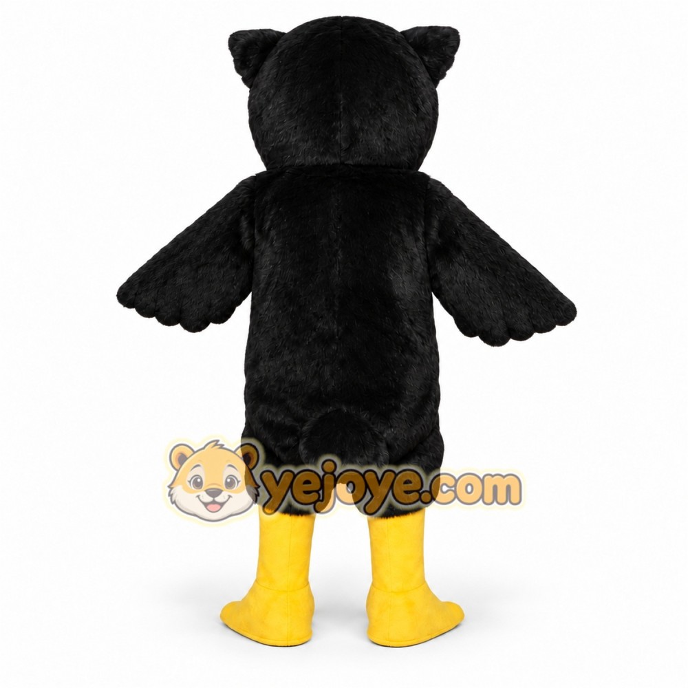 Black Owl Mascot Costume with Custom Logo Black Owl Mascot Costume with Custom Logo