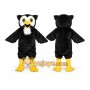 Black Owl Mascot Costume with Custom Logo