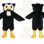 Black Owl Mascot Costume with Custom Logo