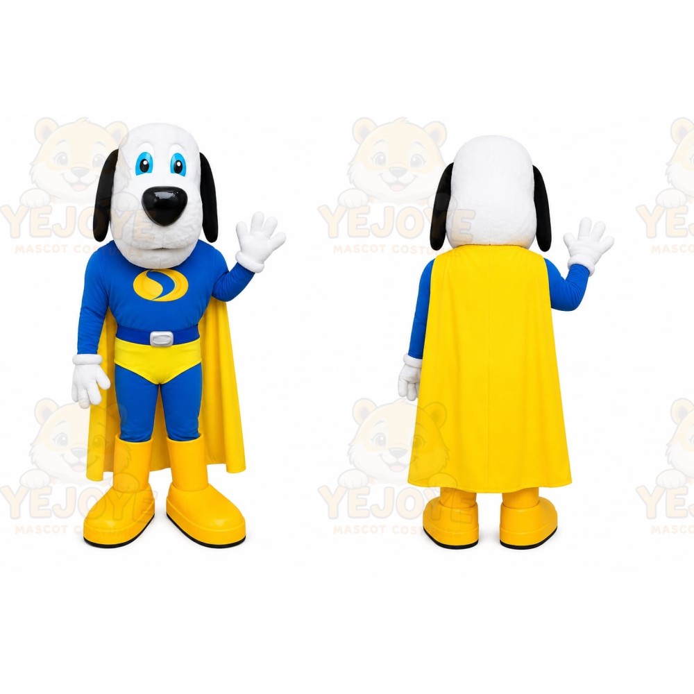 Blue Superhero Mascot Costume with Custom Logo