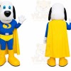 Blue Superhero Mascot Costume with Custom Logo