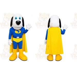 Blue Superhero Mascot Costume with Custom Logo