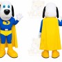 Blue Superhero Mascot Costume with Custom Logo
