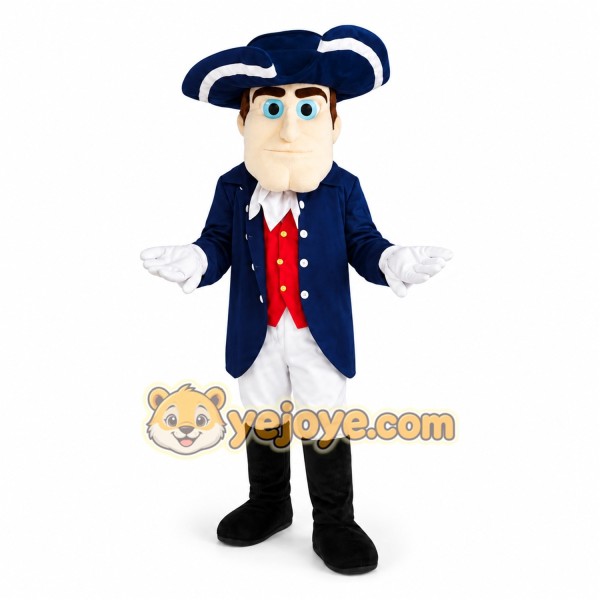 Colonial Man Mascot Costume with Custom Logo