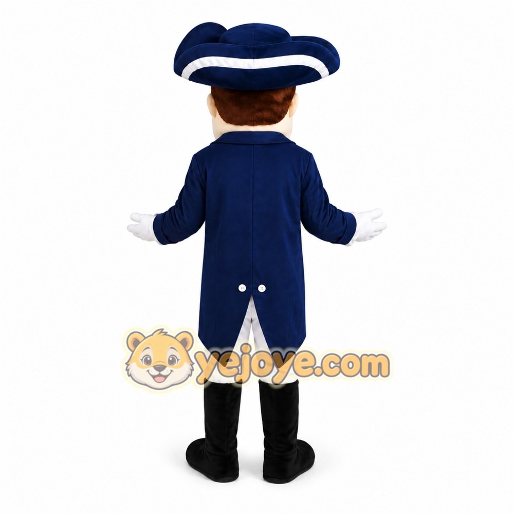 Colonial Man Mascot Costume with Custom Logo