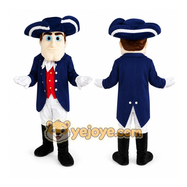 Colonial Man Mascot Costume with Custom Logo