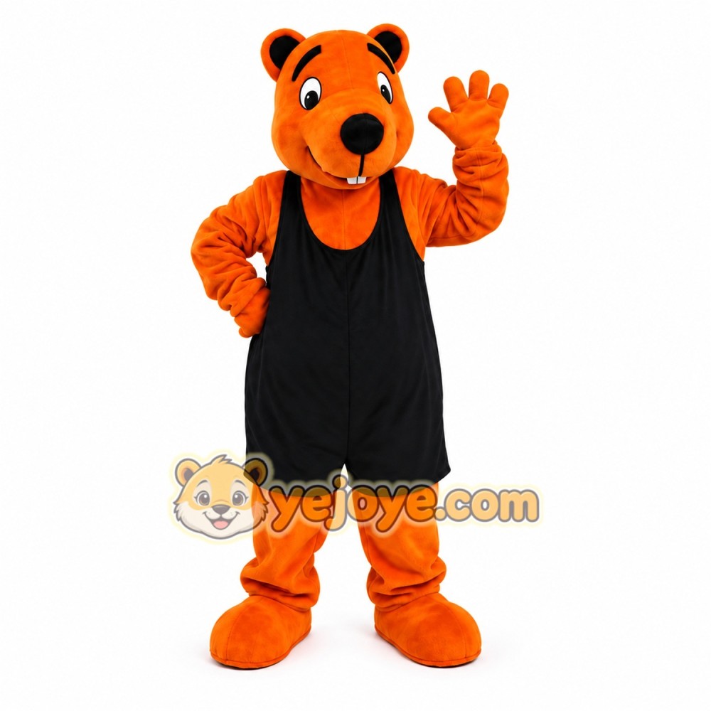 Orange Beaver Mascot Costume with Custom Logo Orange Beaver Mascot Costume with Custom Logo