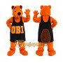 Orange Beaver Mascot Costume with Custom Logo