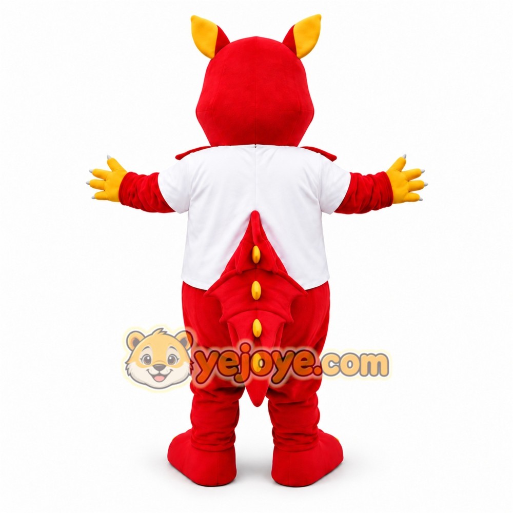 Red Dragon Mascot Costume with Custom Logo Red Dragon Mascot Costume with Custom Logo