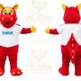 Red Dragon Mascot Costume with Custom Logo