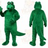 Green Dinosaur Mascot Costume with Custom Logo