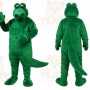 Green Dinosaur Mascot Costume with Custom Logo