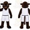 Brown Bull Mascot Costume with Custom Logo