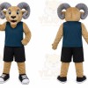 Tan Ram Mascot Costume with Custom Logo