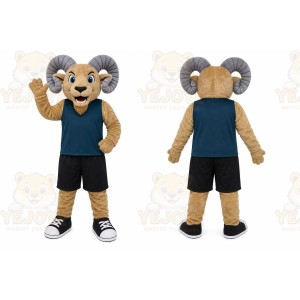 Tan Ram Mascot Costume with Custom Logo