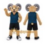 Tan Ram Mascot Costume with Custom Logo