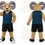 Tan Ram Mascot Costume with Custom Logo