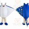 White Stingray Mascot Costume with Custom Logo